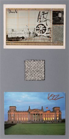 CHRISTO (n. 1935) Wrapped Reichstag, Berlin. Postcard. Cm 15,00 x 10,00....