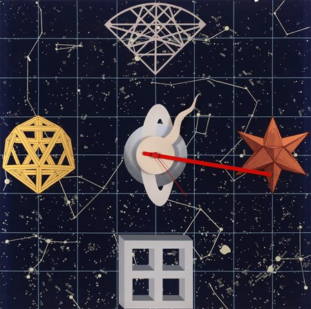 DEL PEZZO LUCIO (n. 1933) Tempo di quadra. 1988. Orologio. Cm 49,50 x 49,50....