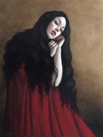 DANTE GIORGIO (n. 1982) L'orecchino. 2017. Olio su tela . Cm 50,00 x 70,00.