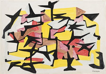 Giulio Turcato (Mantova 1912 - Roma 1995)"Composizione" 1954-55 ca.tempera su...