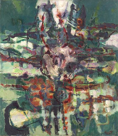 Renato Birolli (Verona 1905 - Milano 1959)"La terra verde" 1957olio su telacm...