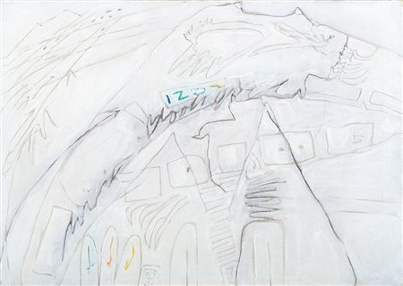 Gastone Novelli (Vienna 1925 - Milano 1968)"Il canto di Ion" 1963olio e...