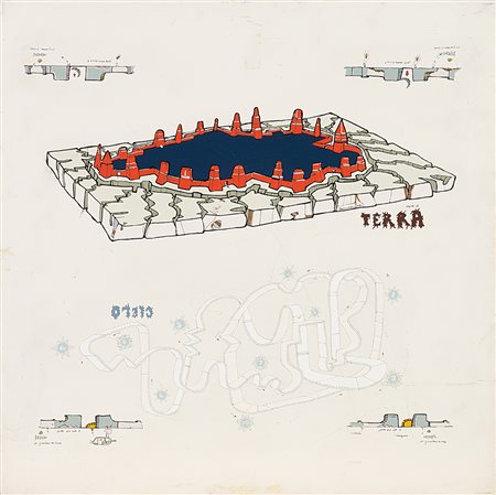 Gianfranco Baruchello (Livorno 1924)"Cielo/Terra - Terra/Cielo" 1982smalto su...