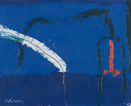 AIMONE NINO Torino 1932 "Piccolo fulmine" 2001 24,5x30,5 olio su cartone su...