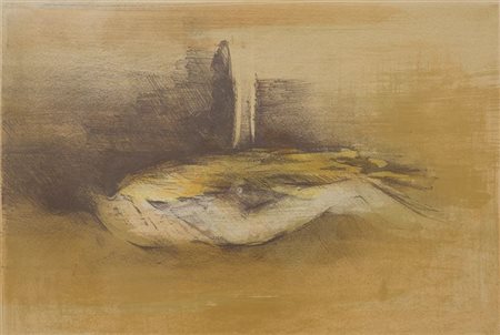 AJMONE GIUSEPPE Carpignano Sesia (NO) 1923 - 2005 "Figura in giallo" 60x44...