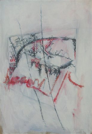 AUTORE NON IDENTIFICATO "Strutture" 67,5x46 tecnica mista su cartoncino Opera...