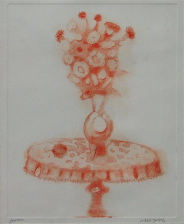 AUTORE NON IDENTIFICATO "Vaso di fiori" 22x27 acquaforte, p.a. Opera firmata...