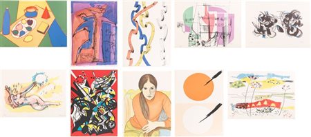 AUTORI VARI Cartella di dieci litografie a colori di artisti torinesi, es....