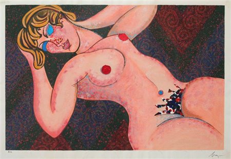 BAJ ENRICO Milano 1924 - 2003 "Nuda" 62,5x89,5 foglio, 78,5x52,5 litografia...