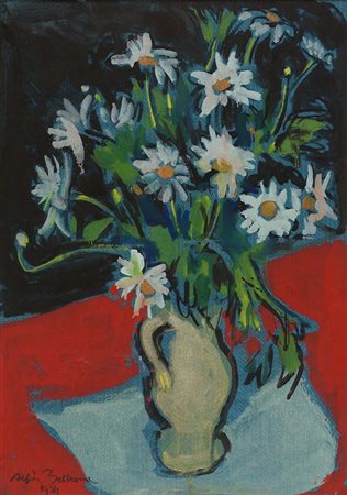 BELTRAME ALFREDO Lipsia 1901 - 1996 Milano "Vaso di margherite" 1981 69x49...