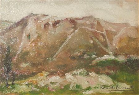 BERNARDI ROMOLO Barge (CN) 1876 - 1956 Torino "Paesaggio" 18x26 olio su...