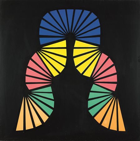 BERTONE ANTONIO Torino 1920 - 2008 "Pittura" 1990 80x80 tecnica mista su tela...