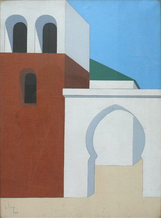 BURRUNI ILIO "Marrakech" 1969 80x59 olio su tela Opera firmata e datata in...