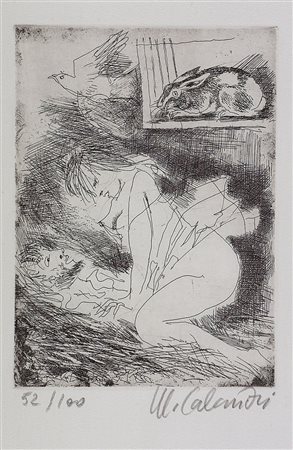 CALANDRI MARIO Torino 1914 - 1993 Lotto di nove incisioni da "I sonetti" di...