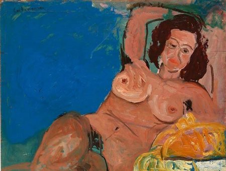 CALIERNO GIOSUE' Caserta 1897 - 1968 Pietra Ligure (SV) "Nudo seduto su fondo...