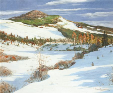 CAMPAGNARI OTTO Torino 1952 "Neve" 1990 50x60 olio su tela Opera firmata in...