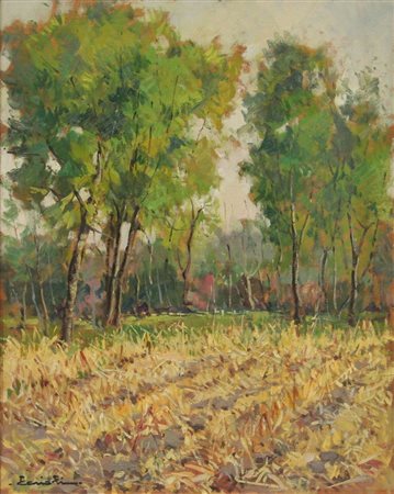 CERIOLI FRANCESCO Torino 1930 "Campagna canavese" 50x40 olio su tavola Opera...