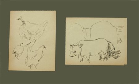 CHICCO RICCARDO Torino 1910 - 1973 "Animali" 15,5x12; 12x15,5 inchiostro su...