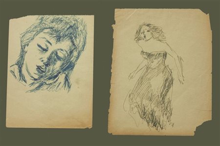 CHICCO RICCARDO Torino 1910 - 1973 "Donne" 16,5x12,5; 18,5x15 inchiostro su...