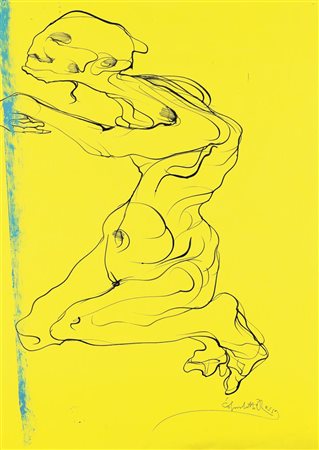 COLOMBOTTO ROSSO ENRICO Torino 1925 "Figura" 70x50 china su carta gialla...