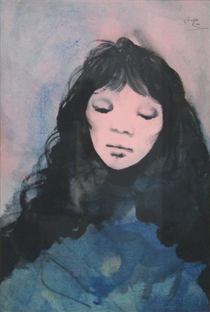 COLOMBOTTO ROSSO ENRICO Torino 1925 "Volto" 54,5x37 china acquarellata su...