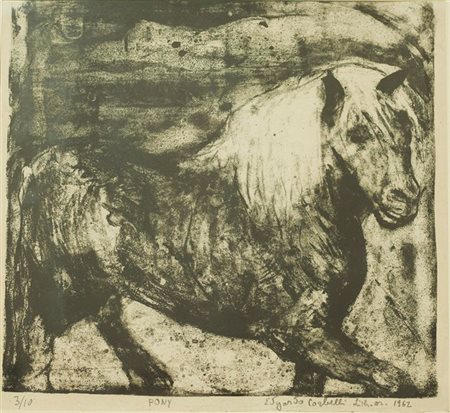 CORBELLI EDGARDO Torino 1918 - 1989 "Cavallo" 1962 34x36,5 litografia es.3/10...