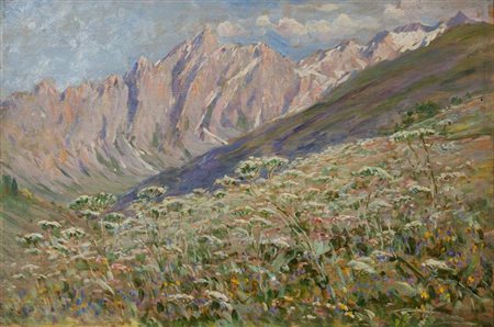 CROTTI LUCIA "Montagne d'estate" 35x49 olio su tavoletta