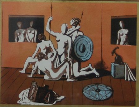 DE CHIRICO GIORGIO Volos 1888 - 1978 Roma "Interno metafisico" 18x24...