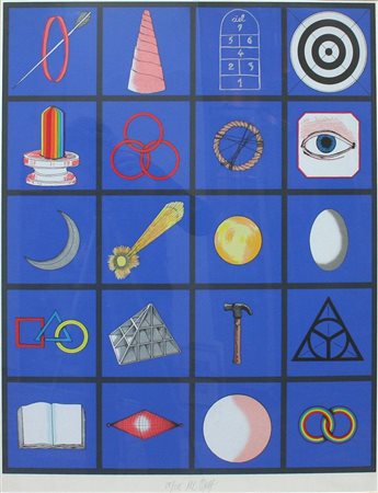 DEL PEZZO LUCIO Napoli 1933 "Composizione" 96x75 serigrafia a colori es....