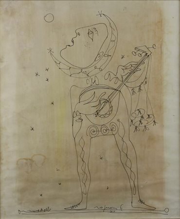 Franco Rognoni (Milano 1913 - Milano 1999) Menestrello 1960 Dim.60x45 China e...