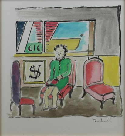 Orfeo Tamburi (Jesi 1912 - Parigi 1994) Senza Titolo Dim.28x25 Tempera su...