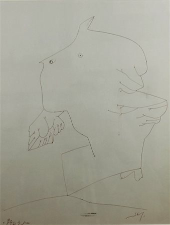 Gianni Dova (Roma 1925 - Pisa 1991) Battito d’ali Dim.55x42 Inchiostro su...