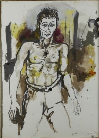 Renato Guttuso (Bagheria 1911 - Roma 1987) Ritratto di uomo 1983 Dim.50x34,5...