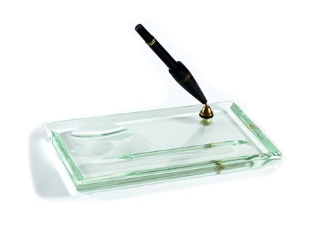 FONTANA ARTE Porta penne con penna stilografica Vetro molato, 2,5 x 22 x 13...