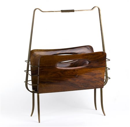 MANIFATTURA ITALIANA Portariviste, Anni ‘50 Palissandro e ottone, 61,5 x 44,5...