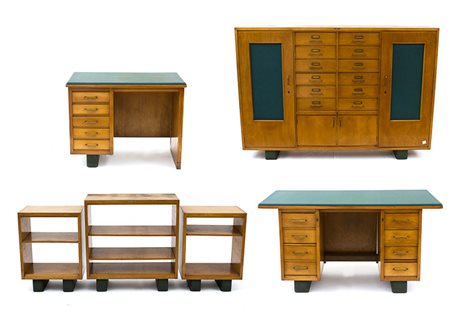 ANTONIO FERRETTI - MILANO Set di mobili da ufficio composto da uno schedario,...