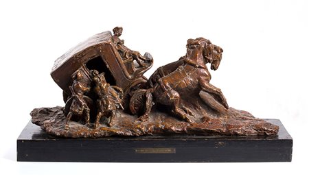 DOMENICO MASTROIANNIArpino, 1876 - Roma, 1962 Rapimento in carrozza Scultura...