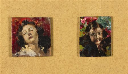 VINCENZO IROLLINapoli, 1860 - 1949 Due piccoli ritratti femminili Olio su...