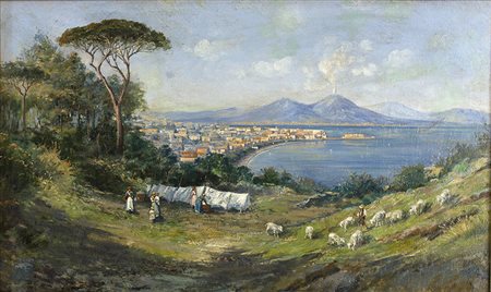 OSCAR RICCIARDINapoli, 1864 - 1935 Paesaggio del Golfo di Napoli Olio su...
