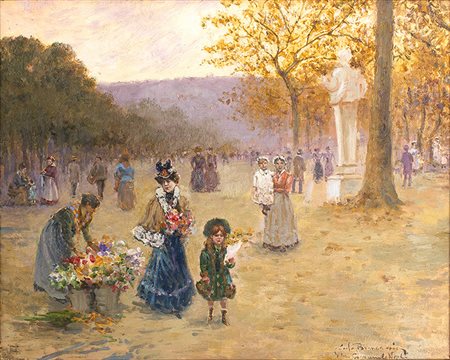 CARLO BRANCACCIONapoli, 1861 - 1920 Villa Comunale Olio su tavola, 34,5 x 42...