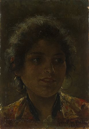 LUIGI PALUMBONapoli, 1859 - 1916 Ritratto di fanciulla, 1892 Olio su tavola,...