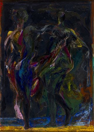 ENNIO CALABRIATripoli (Libia), 1937 Festa in un chiaro di luna Olio su tela,...