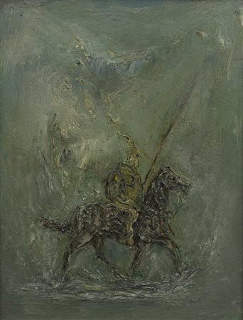 GIOVANNI STRADONENola, 1911 - Roma, 1981 Samurai, 1959 Olio su tela applicata...