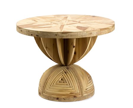 MARIO CEROLI - POLTRONOVA, ITALIA Tavolo “Rosa dei Venti”, 1972 Legno di pino...