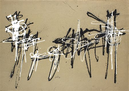 ACHILLE PERILLIRoma, 1927 Astratto, 1957 Tecnica mista su carta marroncina,...