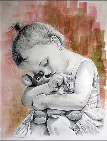 SERGIO BUONOCORE Tenerezza matita e acquerello cm 60x80