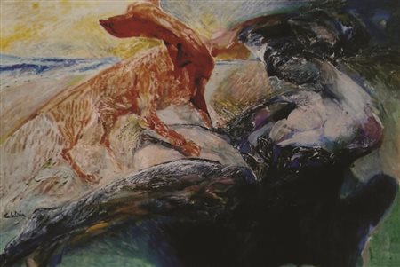 ENNIO CALABRIA Studio per “l’annuncio del tramonto” acrilico su tela cm 40x60