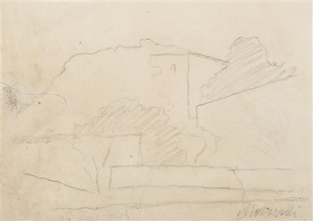 Giorgio Morandi (Bologna 1890 - 1964)"Paesaggio" 1961matita su cartacm...