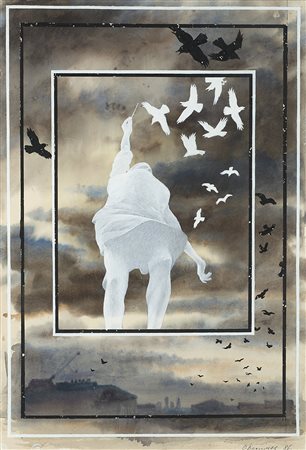 Oleg Vassiliev (Mosca 1931)"Il direttore dei corvi" 1986tempera e tecnica...