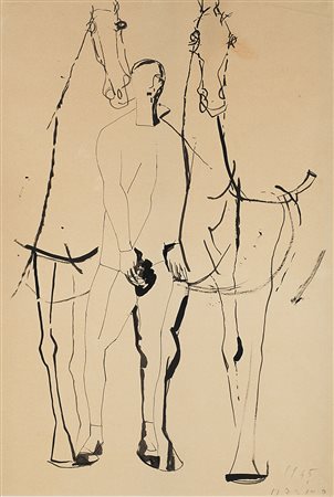 Marino Marini (Pistoia 1901 - Viareggio 1980)"Giocoliere e cavalli"...